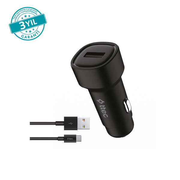 ttec SmartCharger 2.4A Araç Şarj Aleti  + USB-C Kablo