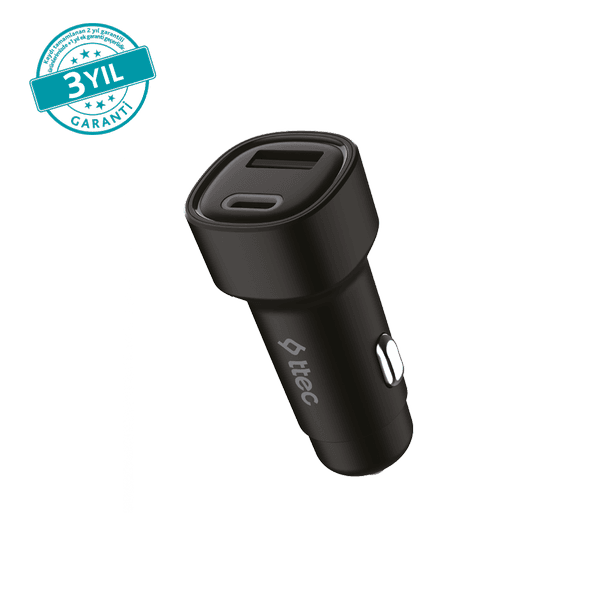 ttec SmartCharger Duo 3.1A Araç Şarj Aleti USB-C+USB-A.