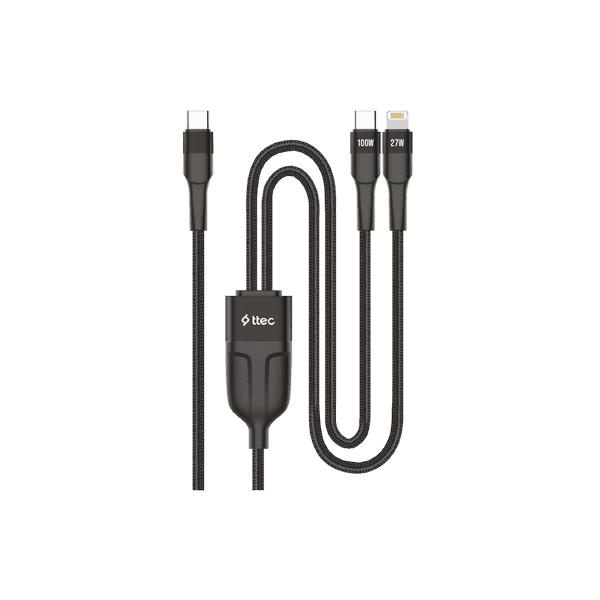 ttec AlumiCable Duo USB-C – USB-C + Lightning 100W 150cm Hızlı Şarj Kablosu