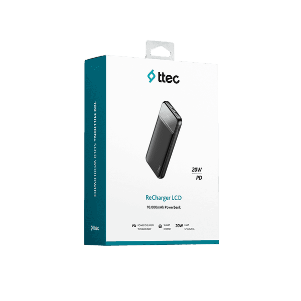 ttec ReCharger LCD 10.000mAh PD 20W Taşınabilir Hızlı Şarj Aleti/Powerbank - 2BB233S