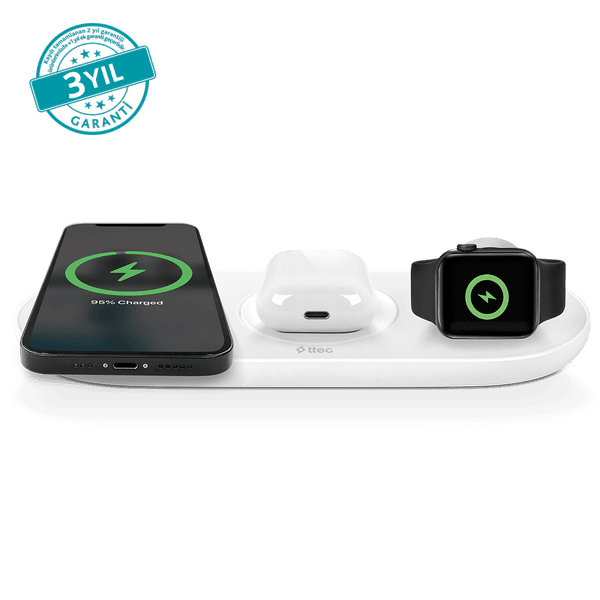 ttec SmartCharger Air+ iPhone+Apple Watch+AirPods Kablosuz Hızlı Şarj Aleti ve PD 20W Seyahat Şarj Aleti